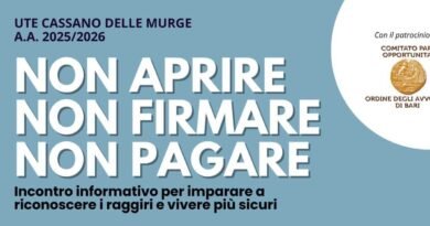 “NON APRIRE, NON FIRMARE, NON PAGARE” il 6 febbraio all’UTE Cassano