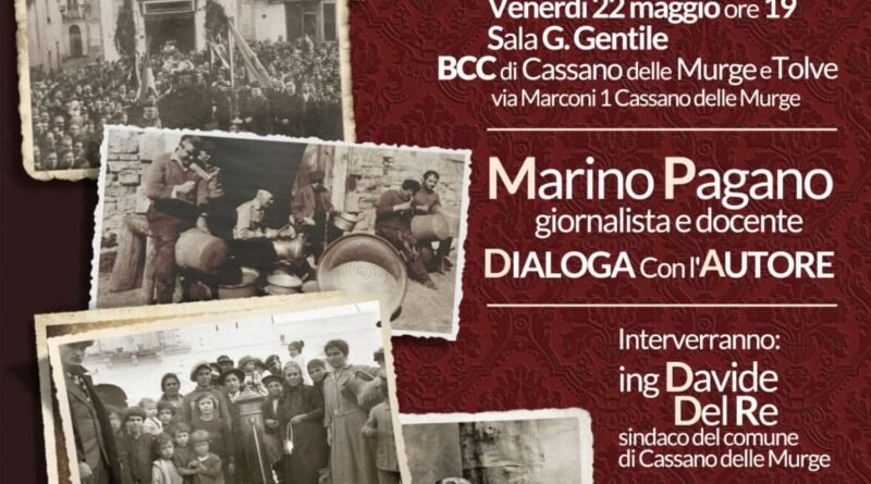 “Cassano ignota”: stasera la presentazione del libro di Vito Campanale